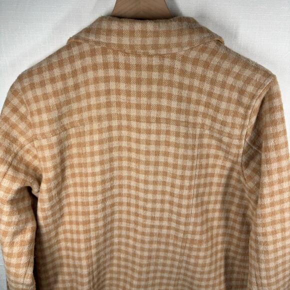 DENIM & CO Chore Coat Womens M Wool Blend Plaid Checkered Jacket Neutral Boxy - Picture 10 of 12